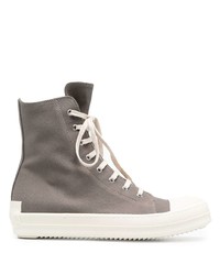 Мужские серые высокие кеды из плотной ткани от Rick Owens DRKSHDW