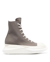 Мужские серые высокие кеды из плотной ткани от Rick Owens DRKSHDW