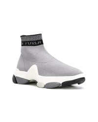 Женские серые высокие кеды из плотной ткани от Furla