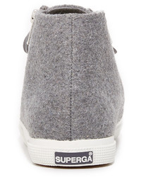 Женские серые высокие кеды от Superga