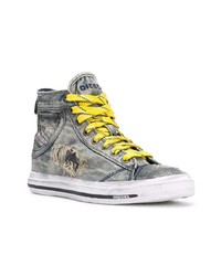 Женские серые джинсовые высокие кеды от Diesel