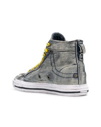 Женские серые джинсовые высокие кеды от Diesel