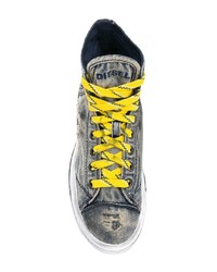 Женские серые джинсовые высокие кеды от Diesel