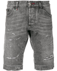 Мужские серые джинсовые рваные шорты от Philipp Plein