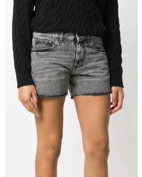 Женские серые джинсовые шорты от Saint Laurent