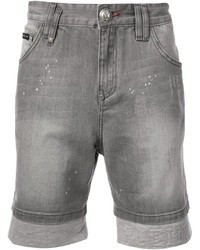 Мужские серые джинсовые шорты от Philipp Plein
