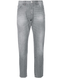 Серые джинсы-бойфренды от Philipp Plein