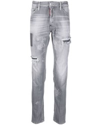 Мужские серые джинсы в стиле пэчворк от DSQUARED2
