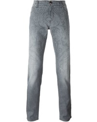 Мужские серые джинсы с принтом от Etro