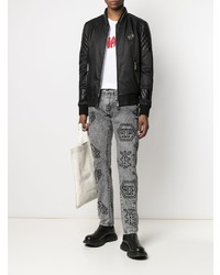 Мужские серые джинсы с принтом от Philipp Plein