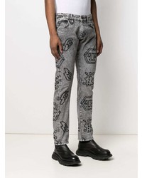 Мужские серые джинсы с принтом от Philipp Plein