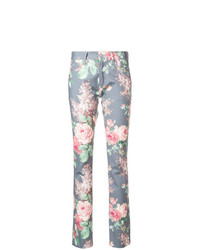 Серые джинсы скинни с цветочным принтом от Junya Watanabe