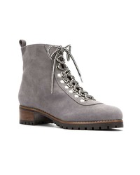 Серые замшевые ботильоны на шнуровке от Framed