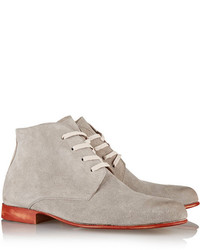 Серые замшевые ботильоны на шнуровке от Esquivel