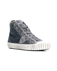 Женские серые замшевые высокие кеды от Philippe Model