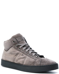 Мужские серые замшевые кеды от Santoni