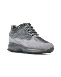 Серые замшевые кроссовки на танкетке от Hogan