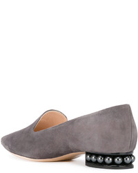 Женские серые замшевые лоферы от Nicholas Kirkwood