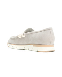 Женские серые замшевые лоферы от Santoni