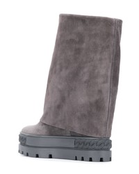 Серые замшевые полусапоги от Casadei