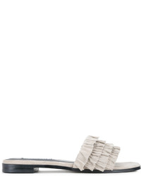 Серые замшевые сандалии на плоской подошве от Senso