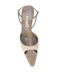 Серые замшевые туфли с вырезом от Manolo Blahnik