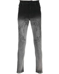 Мужские серые зауженные джинсы с принтом от Haculla