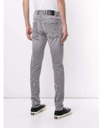 Мужские серые зауженные джинсы с принтом от Represent