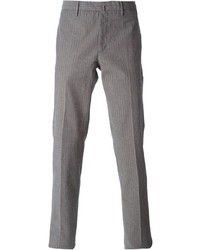 Мужские серые классические брюки в вертикальную полоску от Incotex