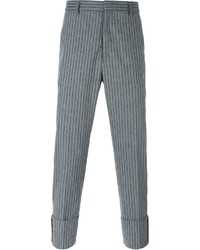 Мужские серые классические брюки в вертикальную полоску от MSGM