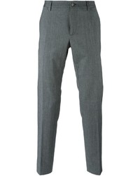 Мужские серые классические брюки с узором "в ёлочку" от Dolce & Gabbana