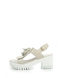 Серые кожаные босоножки на каблуке от El Tempo