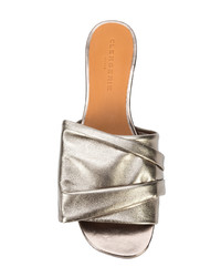 Серые кожаные босоножки на каблуке от Clergerie