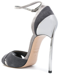 Женские серые кожаные босоножки от Casadei