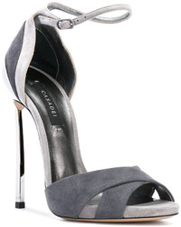 Женские серые кожаные босоножки от Casadei