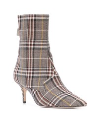 Серые кожаные ботильоны в клетку от Monse