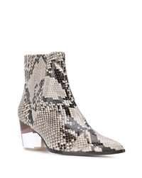 Серые кожаные ботильоны со змеиным рисунком от Alexandre Birman