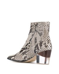 Серые кожаные ботильоны со змеиным рисунком от Alexandre Birman