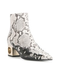 Серые кожаные ботильоны со змеиным рисунком от Coliac