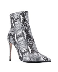 Серые кожаные ботильоны со змеиным рисунком от Le Silla