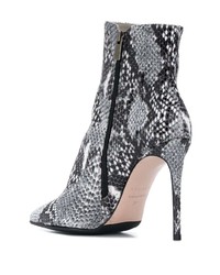 Серые кожаные ботильоны со змеиным рисунком от Le Silla