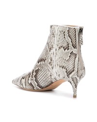 Серые кожаные ботильоны со змеиным рисунком от Alexandre Birman