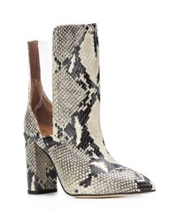 Серые кожаные ботильоны со змеиным рисунком от Paris Texas