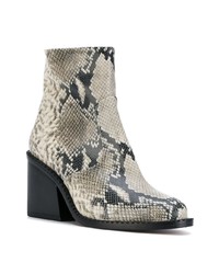 Серые кожаные ботильоны со змеиным рисунком от Clergerie