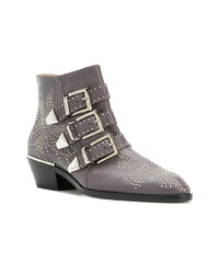 Серые кожаные ботильоны от Chloé