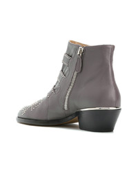 Серые кожаные ботильоны от Chloé
