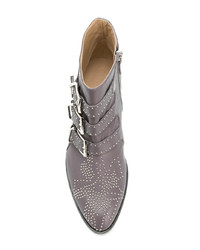 Серые кожаные ботильоны от Chloé