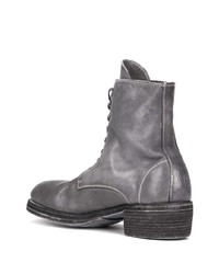 Женские серые кожаные ботинки на шнуровке от Guidi