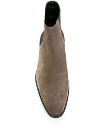 Мужские серые кожаные ботинки челси от Saint Laurent