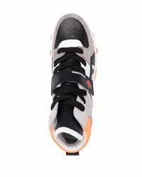 Мужские серые кожаные высокие кеды с принтом от DSQUARED2